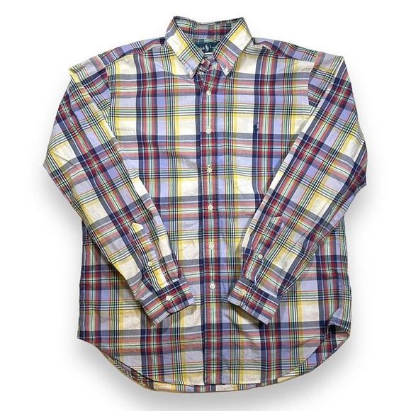 Vintage Ralph Lauren Classic Fit Plaid Button Down‎ Dress Shirt Mens Large - Picture 2 of 8